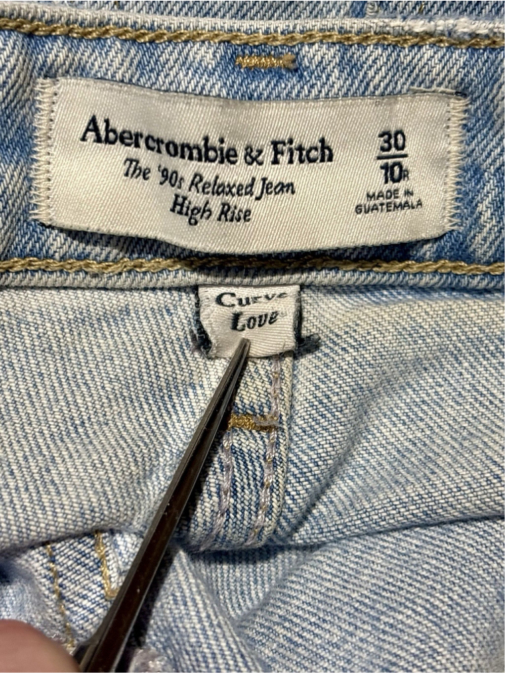 Abercrombie & Fitch 90 Relaxed Jeans 30 Curve Love High Rise Light Wash Wide Leg - Picture 4 of 6
